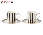 Set of 2 Maxwell & Williams Tea's & C's Regency Demi Cup & Saucer Set - Black/Gold