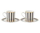 Set of 2 Maxwell & Williams Tea's & C's Regency Demi Cup & Saucer Set - Black/Gold