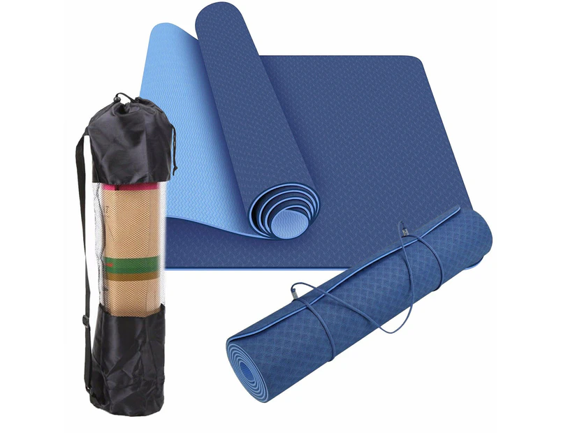 8mm Tpe Yoga Dual Layer Mat Eco Friendly Exercise Fitness Gym Pilates
