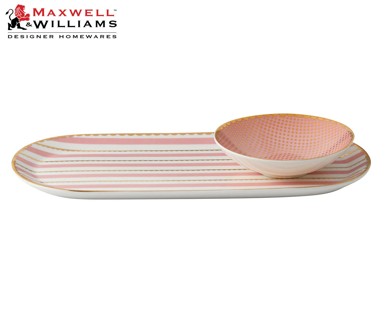 Maxwell & Williams 2-Piece Tea's & C's Regency Platter & Dish Set - Pink/Gold