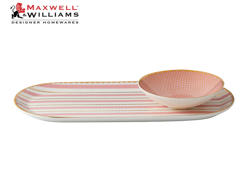Maxwell & Williams 2-Piece Tea's & C's Regency Platter & Dish Set - Pink/Gold