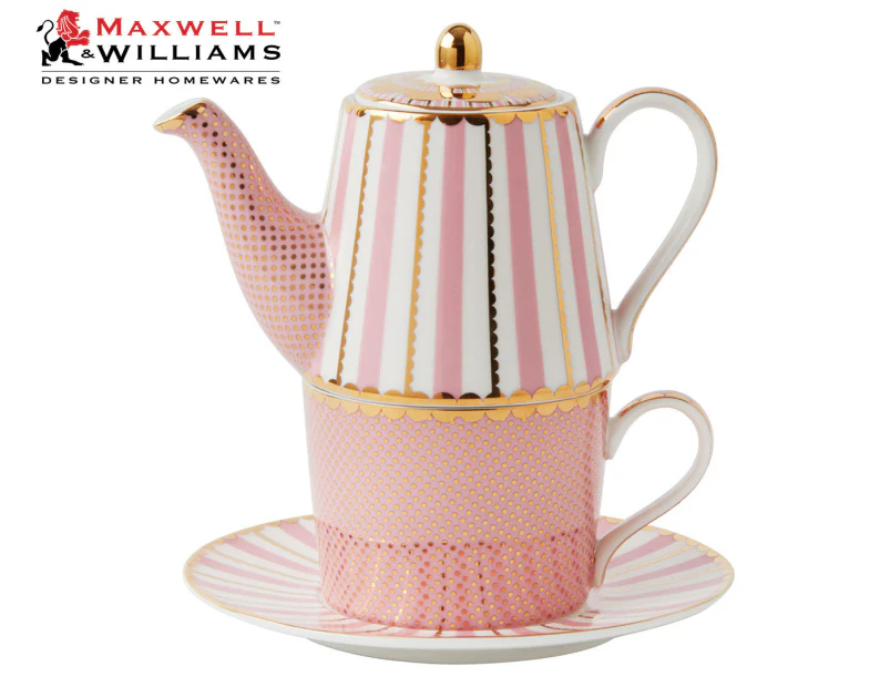 Maxwell & Williams 3-Piece Tea's & C's Regency Tea-For-One w/ Infuser Set - Pink/Gold
