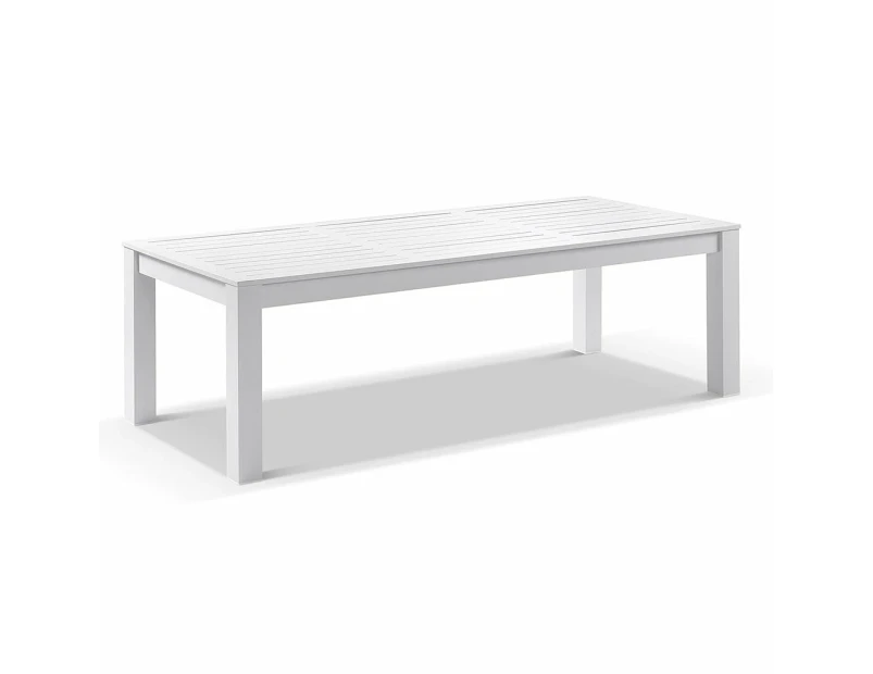 Santorini 8 Seater Outdoor Rectangle Aluminium Dining Table and Chairs Setting - Outdoor Aluminium Dining Settings - White