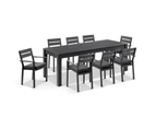 Santorini 8 Seater Outdoor Rectangle Aluminium Dining Table and Chairs Setting - Outdoor Aluminium Dining Settings - White