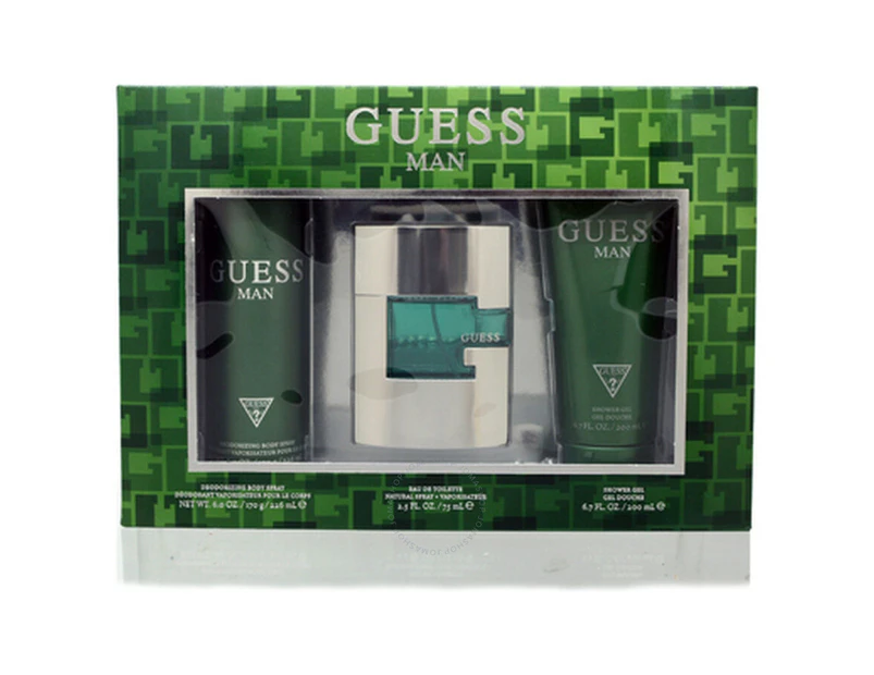 3pc Guess Man 75ml Eau De Toilette Fragrance Shower Gel Wash & Body Spray Set