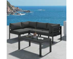 DREAMO Outdoor 5 Piece Lounge Set Charcoal Grey Minimalist