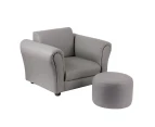 Lenoxx Kids/Children's PU Leather Sofa/Armchair/Couch With Ottoman Grey 1.5-5y