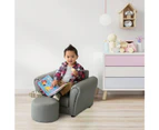 Lenoxx Kids/Children's PU Leather Sofa/Armchair/Couch With Ottoman Grey 1.5-5y