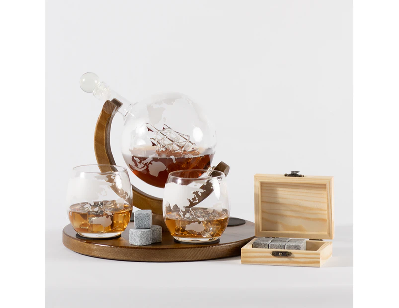 Globe Decanter With Whiskey Stones