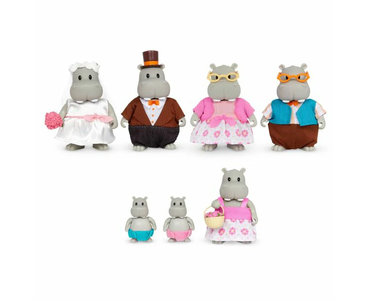 Li'l Woodzeez Hippos Family Figurine Wedding Set