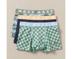 3 Pack Maxx Print Fitted Trunks - Green
