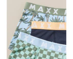 3 Pack Maxx Print Fitted Trunks - Green