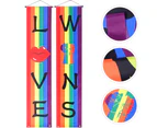 LGBT Pride Rainbow Porch Banner Love Wins Rainbow Hanging Banner LGBT Porch Sign for Front Door