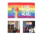 Fist Pattern Rainbow Color Flag Fist Pattern Love Always Win Rainbow Color Fade Resistant Flag