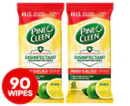 2 x 45pk Pine O Cleen Antibacterial Disinfectant Surface Wipes Lemon Lime