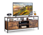 Giantex Industrial Entertainment Unit Wooden TV Stand for TV up to 65'' w/Adjustable Open Shelves & 2 Cabinets