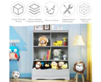 Giantex 3-Tier Kids Toy Storage Cabinet Wood Children Bookshelf Organiser w/Open Shelves, Grey