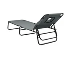 vidaXL Folding Sun Lounger Grey Oxford Fabric and Powder-coated Steel