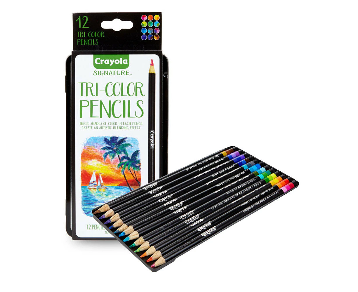 12pc Crayola Signature Drawing/Colouring/Sketching Tri-Color Pencils For 9+ Kids