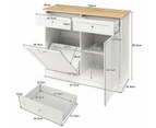 Giantex Buffet Sideboard Kitchen Storage Cabinet Tilt Out Bin Holder White