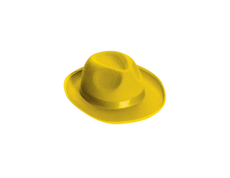 Roaring 20s Bright Yellow Costume Fedora Hat