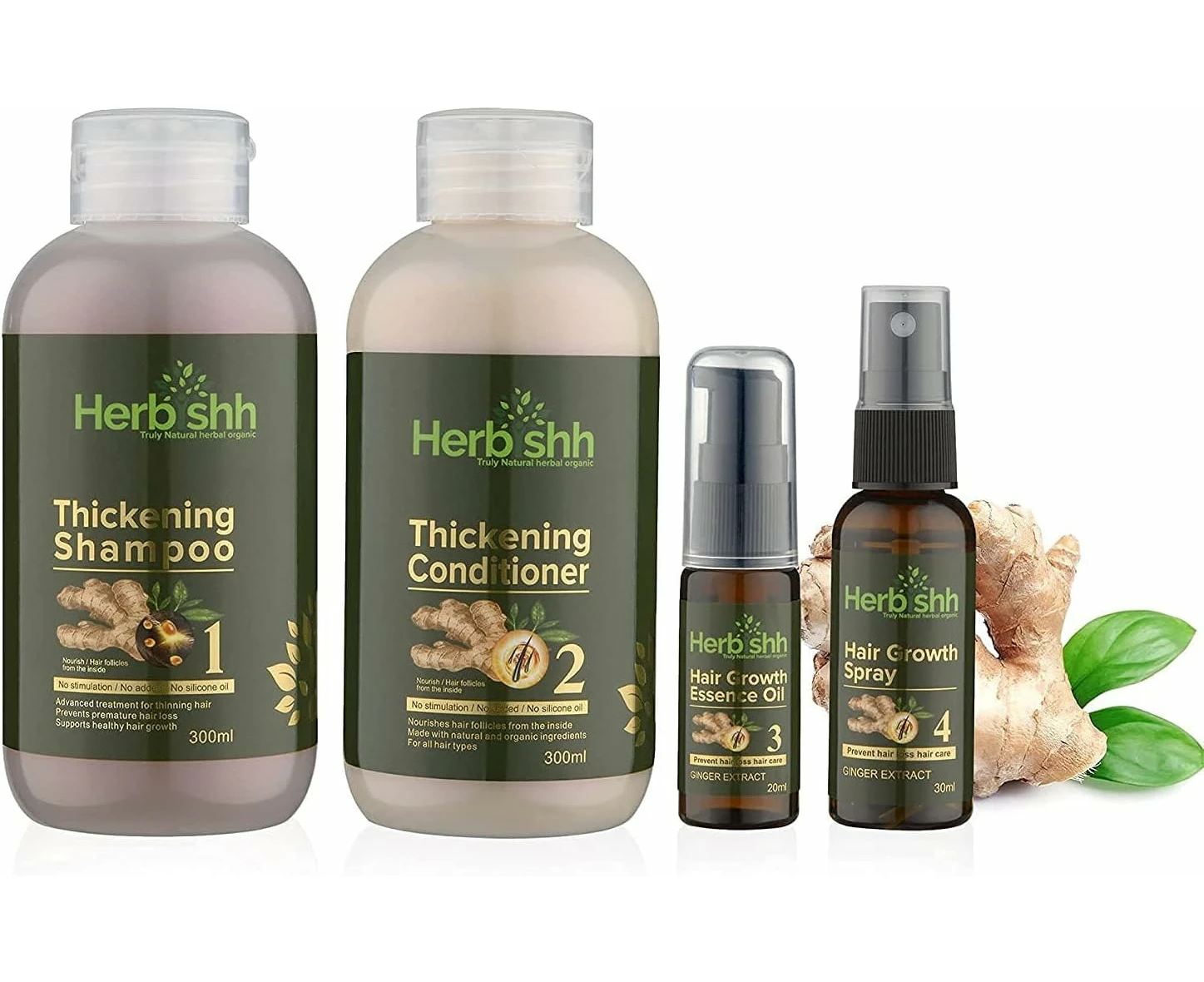 Herbishh Magic Hair Growth Volumizing Vitalizer Shampoo and Conditioner - 4 in 1 Set