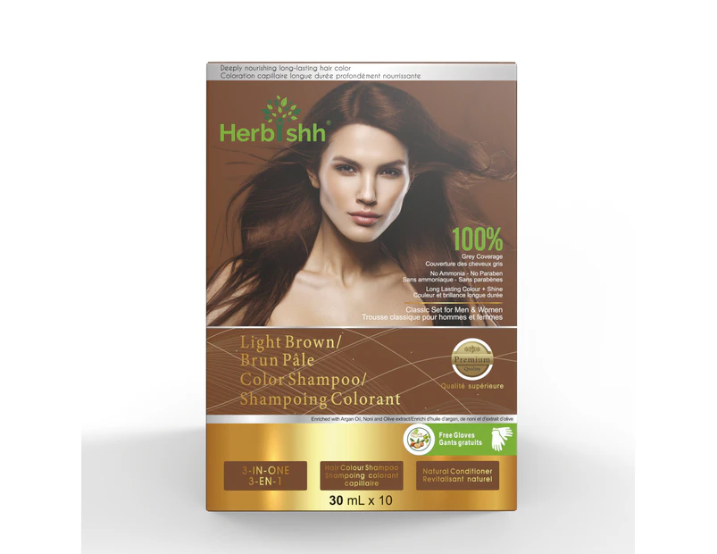 Herbishh Magic Hair Colour Dye Shampoo 30ML - 10pack - Light Brown