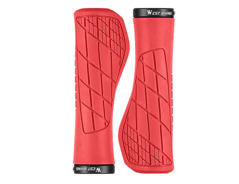 1 Pair Bike Grip Cover Reduce Shock Anti-Slip Ergonomics Handle Bicycle Soft Rubber MTB Road Shockproof Handlebar for Outdoor - Red