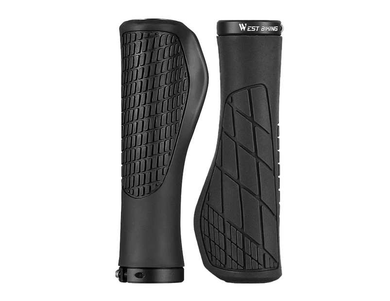 1 Pair Bike Grip Cover Reduce Shock Anti-Slip Ergonomics Handle Bicycle Soft Rubber MTB Road Shockproof Handlebar for Outdoor - Black