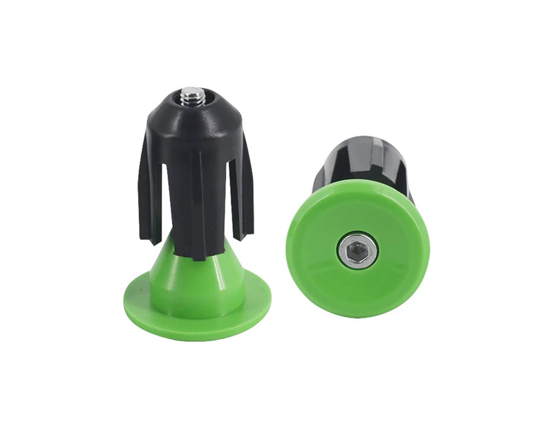 1 Pair Bicycle Handle Plug Perfect Match Easy to Install Plastic Integrated Thread Handlebar Grips Cap for Mountain Bike - Dark Green