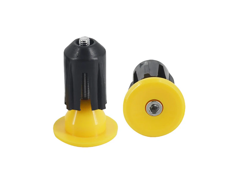 1 Pair Bicycle Handle Plug Perfect Match Easy to Install Plastic Integrated Thread Handlebar Grips Cap for Mountain Bike - Yellow