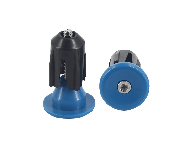 1 Pair Bicycle Handle Plug Perfect Match Easy to Install Plastic Integrated Thread Handlebar Grips Cap for Mountain Bike - Blue