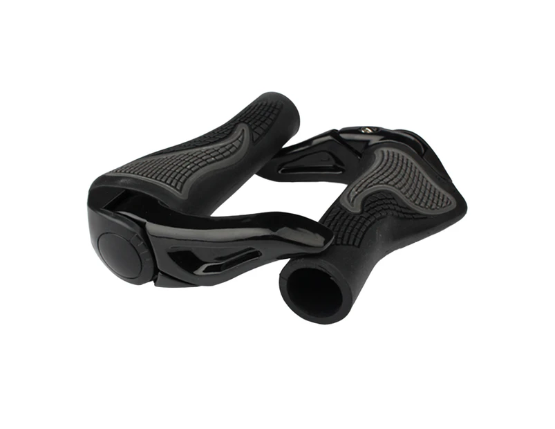 1 Pair Anti-slip Handlebar Grips Horn Design Lightweight Shock-Absorbing Handlebar Sleeves for Cycling - Black