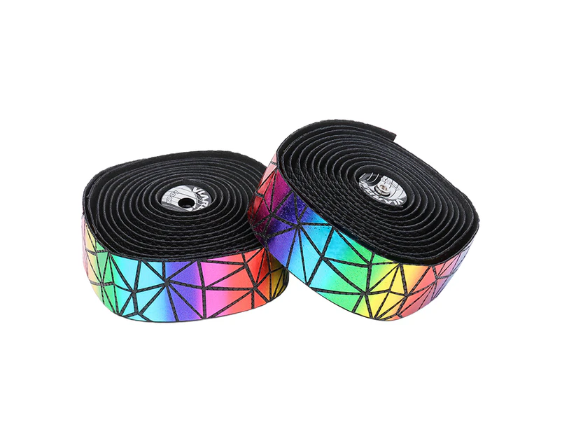 1 Pair Polyurethane Bar Tape Antislip Adhesive Sweat-absorbent Dazzling Bar Tape for Road Bike - Colorful powder