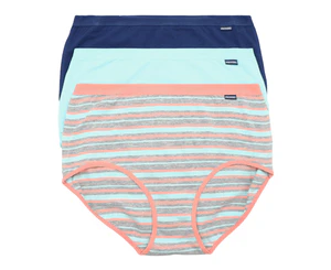 Bendon Body Cotton Twin Pack High Cut Brief in Jacaranda/Peach Bud