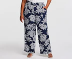 Estelle Women's Leafy Summer Pants - Navy/Milk