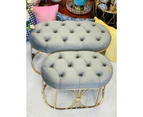 Premium footstool/velvet ottomans l2 with gold base in light grey colour set of 2