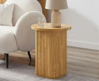 Lifely Kate Wooden Round Ribbed Side Table