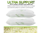 Royal Comfort Luxury Bamboo Covered Memory Foam Pillow Twin Pack Hypoallergenic