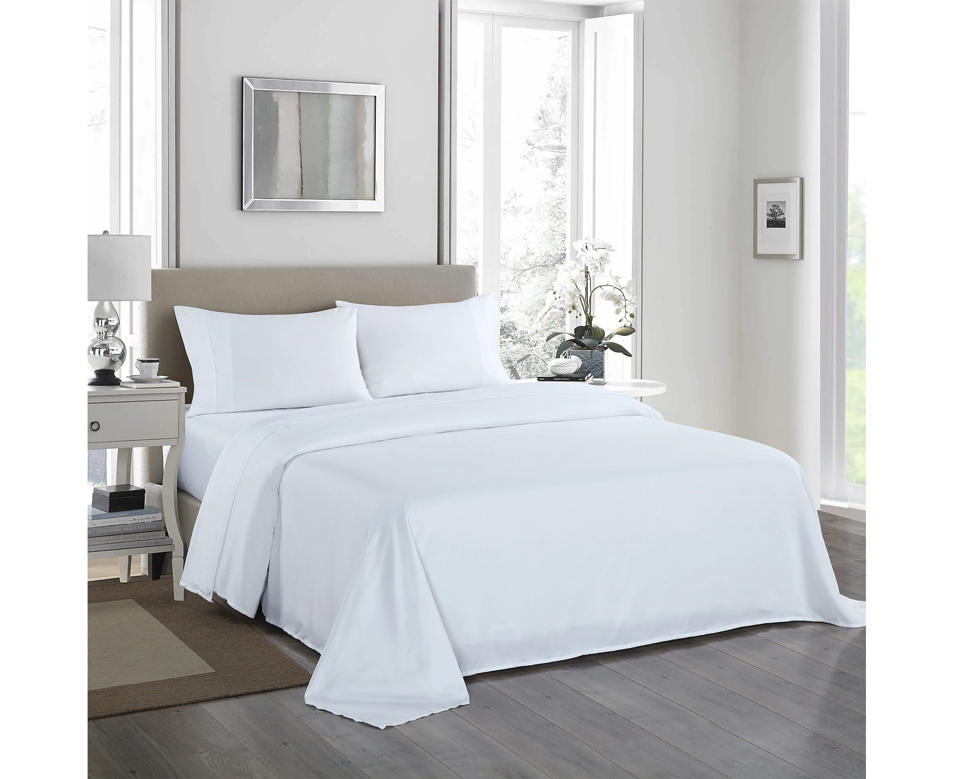 Royal Comfort 1200 Thread Count Sheet Set 4 Piece Ultra Soft Satin Weave Finish - White