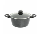 Stone Chef Forged Casserole With Lid Cookware Kitchen Grey Handle - Colour: Black - Size: 24cm