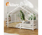 Oikiture Bed Frame Wooden House Frame Pine Timber Bed Base