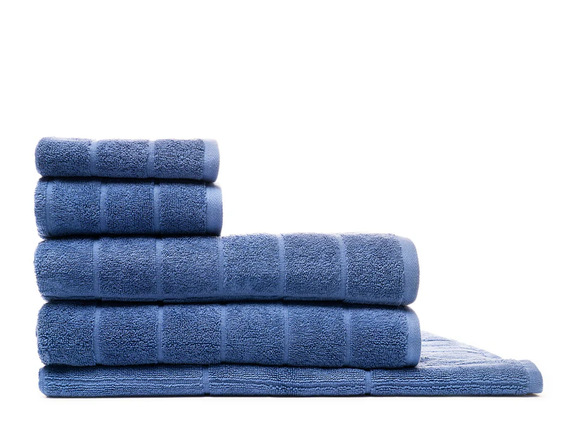 Sheraton Luxury 5-Piece Maison Subway Towel Set - River Blue