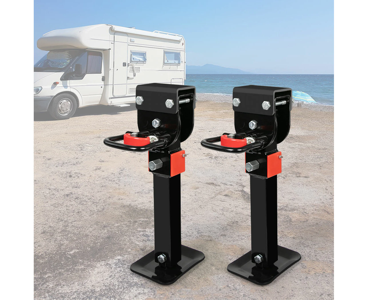 Manan 2X 410mm-545mm Drop Down Corner Steadies Legs 1200LB Caravan Trailer Steel