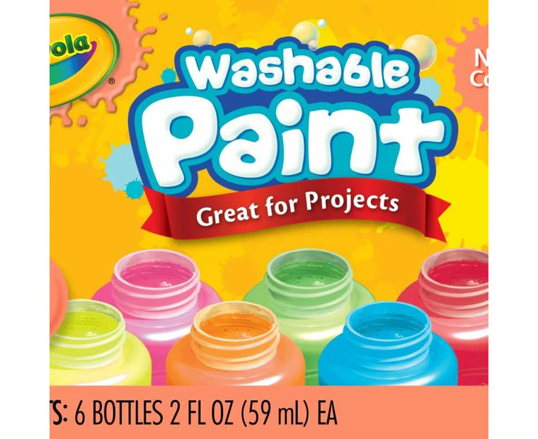 Crayola 6 Pack Washable Kids Paint Neon - Multi