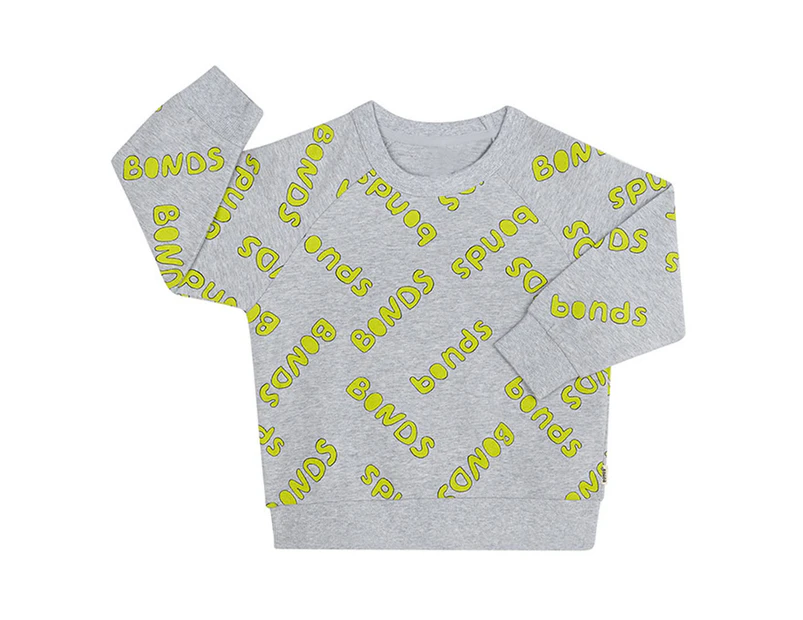 Bonds Baby Soft Threads Sweats Pullover - Bubble Logo Grey Marle