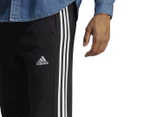 Adidas Men's Essentials French Terry Tapered 3-Stripes Pants / Joggers - Black/White