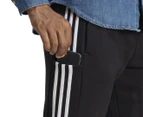 Adidas Men's Essentials French Terry Tapered 3-Stripes Pants / Joggers - Black/White