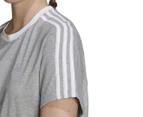 Adidas Women's Essentials 3-Stripe Tee / T-Shirt / Tshirt - Medium Grey Heather/White