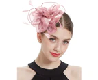 New Women's Organza Fascinators Feather Flower Kentucky Derby Hat Headdress Pillbox Hat for Wedding Tea Party Headwewar Clips - White